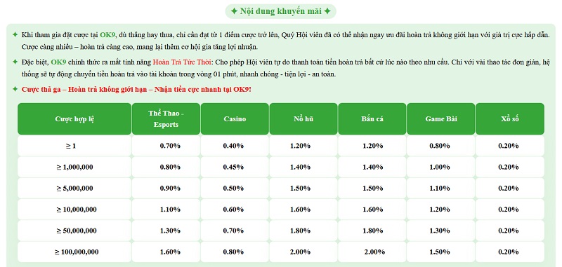 Chính Sách Hoàn Trả OK9 Năm 2026 Và Điều Kiện Nhận Hoàn Trả 2 Khám Phá Các Chương Trình Hoàn Trả Đa Dạng Tại OK9